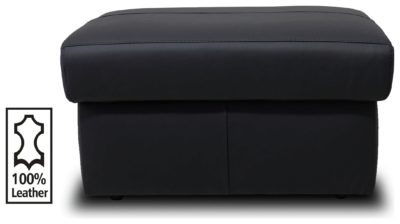 HOME - Leather Footstool - Black